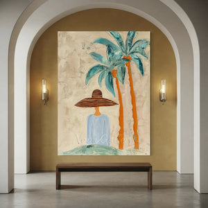 Handcrafted Abstract Coastal Lady Oil Painting #SS313