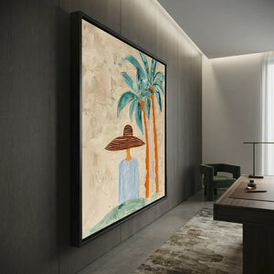 Handcrafted Abstract Coastal Lady Oil Painting #SS313