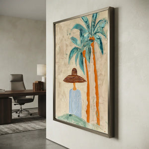 Handcrafted Abstract Coastal Lady Oil Painting #SS313
