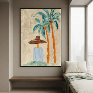 Handcrafted Abstract Coastal Lady Oil Painting #SS313