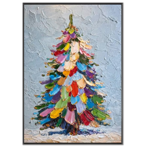 Vibrant Textured Christmas Tree Oil Painting #NM543