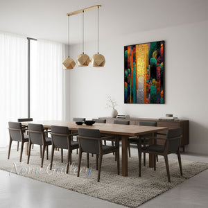 Handmade Abstract Colorful Vertical Stripe Oil Painting on Canvas #SS264