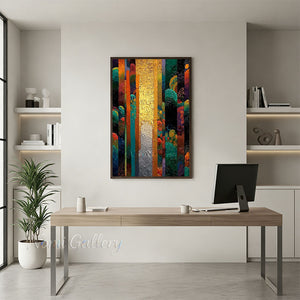 Handmade Abstract Colorful Vertical Stripe Oil Painting on Canvas #SS264