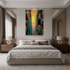 Handmade Abstract Colorful Vertical Stripe Oil Painting on Canvas #SS264