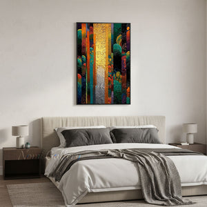 Handmade Abstract Colorful Vertical Stripe Oil Painting on Canvas #SS264