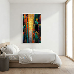Handmade Abstract Colorful Vertical Stripe Oil Painting on Canvas #SS264