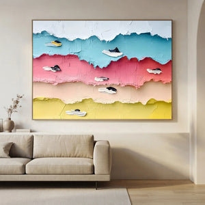 Textured Pastel Layers Abstract Wall Art #NM658