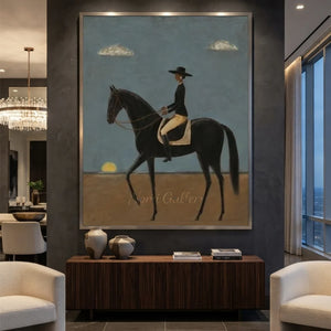 Handcrafted Contemporary Equestrian Oil Painting #SS314