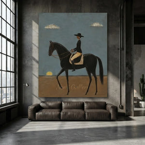 Handcrafted Contemporary Equestrian Oil Painting #SS314