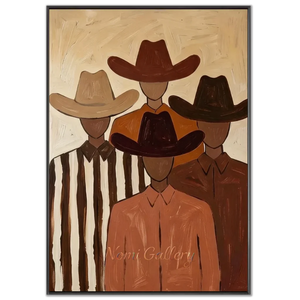 Handcrafted Abstract Cowboy Group Oil Painting #SS315