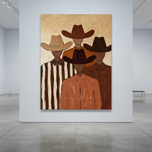 Handcrafted Abstract Cowboy Group Oil Painting #SS315