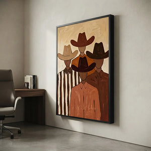 Handcrafted Abstract Cowboy Group Oil Painting #SS315