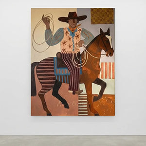 Handcrafted Folk Cowboy Oil Painting #SS316