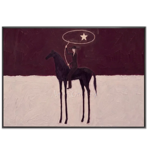 Abstract Cowgirl & Star Horse Oil Painting #NM510