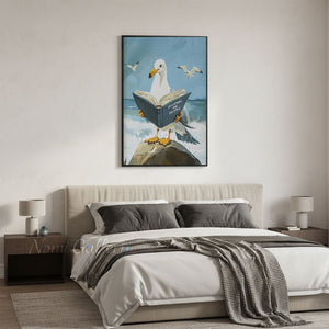 Humorous Seagull Reading Book Pop Art Oil Painting #SS267