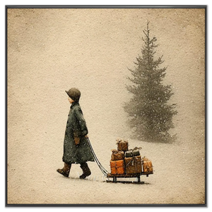 Nostalgic Winter Journey: Child with Gifts & Tree #NM534