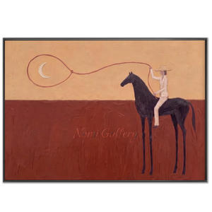 Surreal Moon Lasso Rider Abstract Painting #NM511