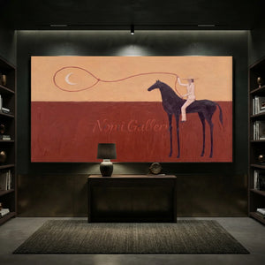 Surreal Moon Lasso Rider Abstract Painting #NM511
