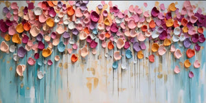 3D Colorful Petal Abstract Hand-Painted Textured Canvas Art #SS070