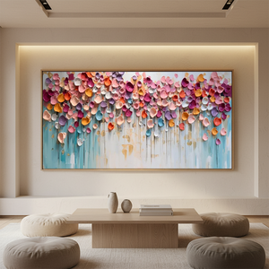 3D Colorful Petal Abstract Hand-Painted Textured Canvas Art #SS070