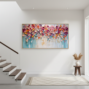3D Colorful Petal Abstract Hand-Painted Textured Canvas Art #SS070