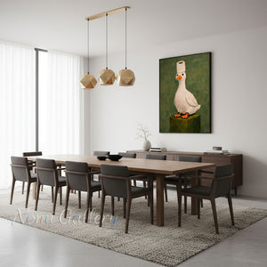 Handmade Humorous White Duck Bathroom Decor Canvas Oil Painting #SS268