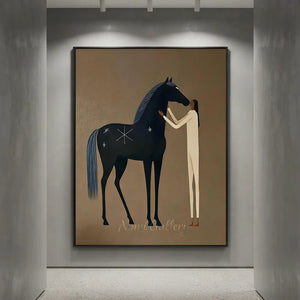 Handcrafted Earth Tone Horse Oil Painting #SS318