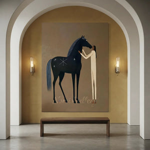 Handcrafted Earth Tone Horse Oil Painting #SS318