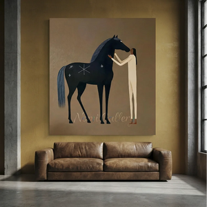 Handcrafted Earth Tone Horse Oil Painting #SS318