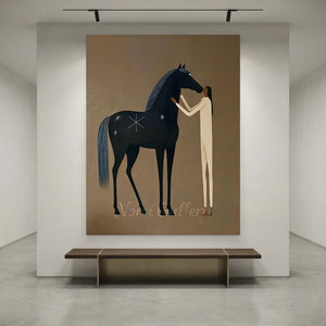 Handcrafted Earth Tone Horse Oil Painting #SS318