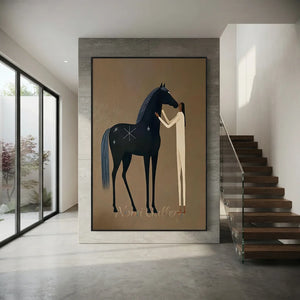 Handcrafted Earth Tone Horse Oil Painting #SS318