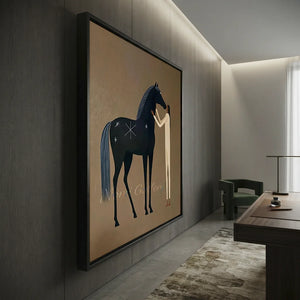 Handcrafted Earth Tone Horse Oil Painting #SS318