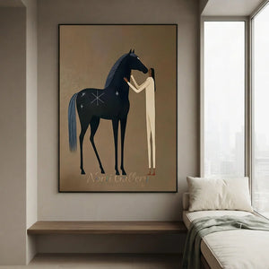 Handcrafted Earth Tone Horse Oil Painting #SS318