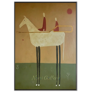 Handcrafted Expressionism Riders Oil Painting #SS319