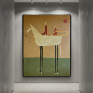 Handcrafted Expressionism Riders Oil Painting #SS319