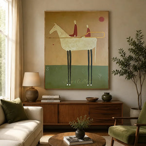 Handcrafted Expressionism Riders Oil Painting #SS319