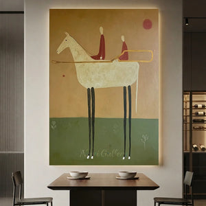 Handcrafted Expressionism Riders Oil Painting #SS319