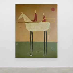 Handcrafted Expressionism Riders Oil Painting #SS319