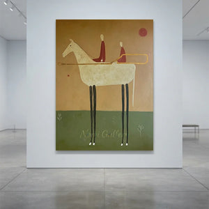 Handcrafted Expressionism Riders Oil Painting #SS319
