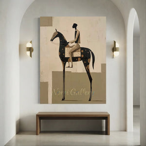Handmade Abstract Equestrian Oil Painting #SS321