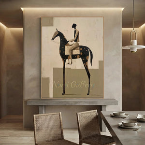 Handmade Abstract Equestrian Oil Painting #SS321