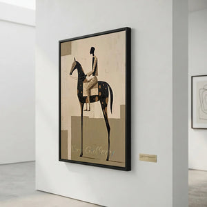 Handmade Abstract Equestrian Oil Painting #SS321