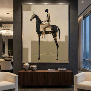 Handmade Abstract Equestrian Oil Painting #SS321