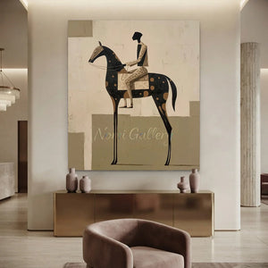 Handmade Abstract Equestrian Oil Painting #SS321