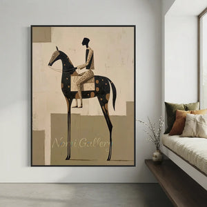 Handmade Abstract Equestrian Oil Painting #SS321