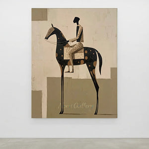 Handmade Abstract Equestrian Oil Painting #SS321