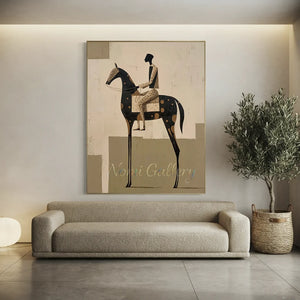 Handmade Abstract Equestrian Oil Painting #SS321