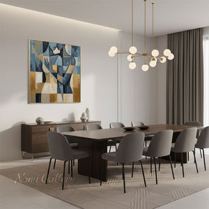 Figurative Abstraction Hand-Painted Charcoal Line Textured Art #SS223