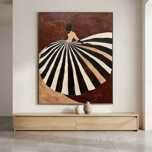 Abstract Fashion Lady Textured Oil Painting Canvas Art #AA004