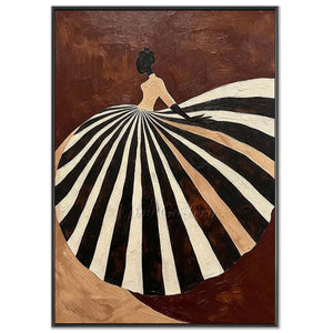 Abstract Fashion Lady Textured Oil Painting Canvas Art #AA004